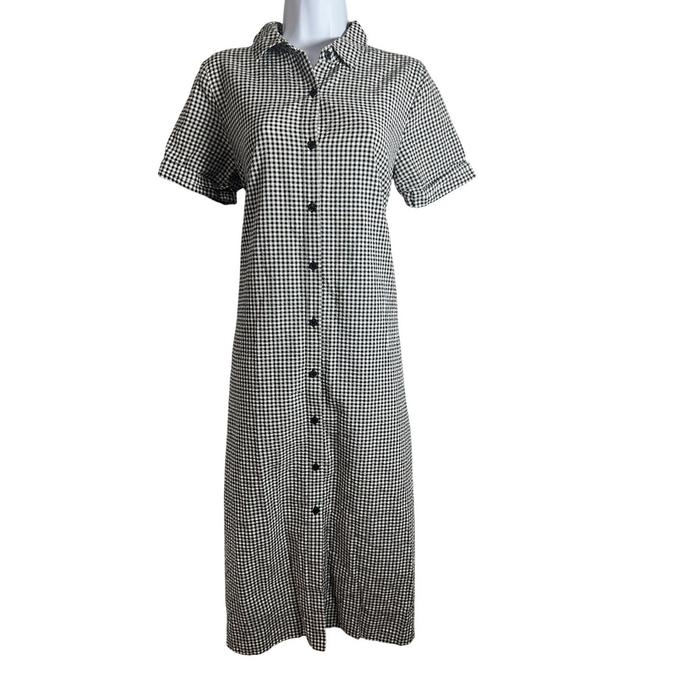 Lisa Marie Fernandez Target Gingham Seersucker Shirt Dress Black White Small